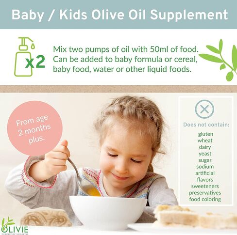 Colic Relief Drops for Newborns, Vegan Omega 3 Olive Oil Supplement for Infants, Babies, Toddlers, and Kids by Olivie | Organic Extra Virgin Olive Oil | 250 ml Pump Bottle in Saudi Arabia
