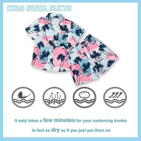 Boys Hawaiian Shirt and Quick Dry Beach Shorts 2 Piece Vacation Outfits Sets Casual Button Down Floral Suits in Saudi Arabia