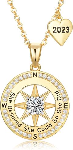 Meeshi Graduation Gifts for Her 2024, College Senior High School Best Graduation Gifts for Women, Class of 2024 Compass Necklace for Women Graduate Jewelry for Friends Daughter Girls in Saudi Arabia