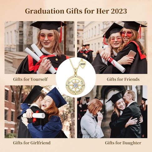 Meeshi Graduation Gifts for Her 2024, College Senior High School Best Graduation Gifts for Women, Class of 2024 Compass Necklace for Women Graduate Jewelry for Friends Daughter Girls in Saudi Arabia