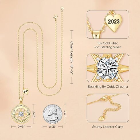 Meeshi Graduation Gifts for Her 2024, College Senior High School Best Graduation Gifts for Women, Class of 2024 Compass Necklace for Women Graduate Jewelry for Friends Daughter Girls in Saudi Arabia