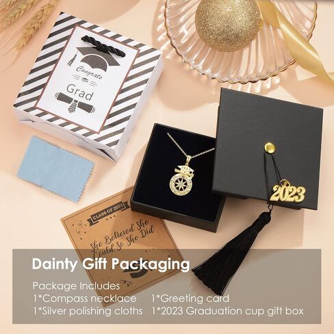 Meeshi Graduation Gifts for Her 2024, College Senior High School Best Graduation Gifts for Women, Class of 2024 Compass Necklace for Women Graduate Jewelry for Friends Daughter Girls in Saudi Arabia