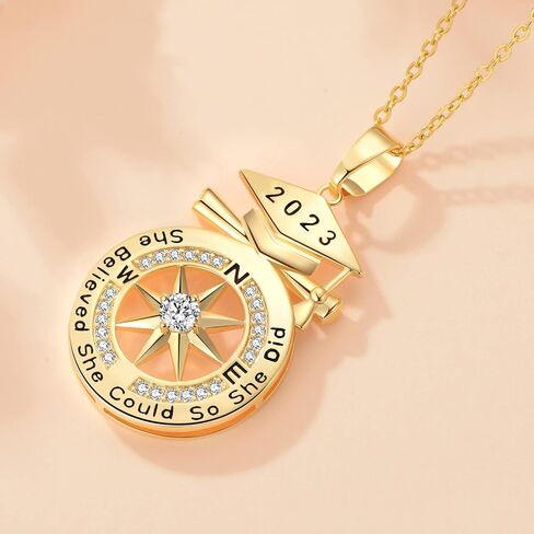 Meeshi Graduation Gifts for Her 2024, College Senior High School Best Graduation Gifts for Women, Class of 2024 Compass Necklace for Women Graduate Jewelry for Friends Daughter Girls in Saudi Arabia