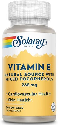 SOLARAY Vitamin E d-Alpha Tocopherol 268mg (400 IU) | Heart & Skin Health, Antioxidant Activity Support (50 Count) in Saudi Arabia