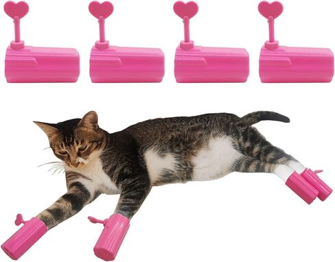 4PCS Cat Claw Covers Anti Scratch Cat Boots Cat Shoes for Cat Only Cat Claw Gloves Prevent Scratching Cat Grooming Cat Paw Gloves Cat Booties for Bathing Cat Nail Covers Caps(ABS Resin Pink) in Kuwait
