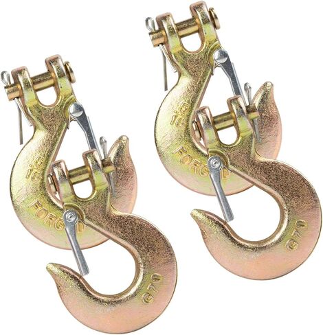 خطاف منزلق G70 Clevis مقاس 5/16 بوصة مع مزلاج أمان، 4 قطع من خطاف شديد التحمل لخطاف سحب سلسلة النقل لشاحنة المقطورة in Kuwait