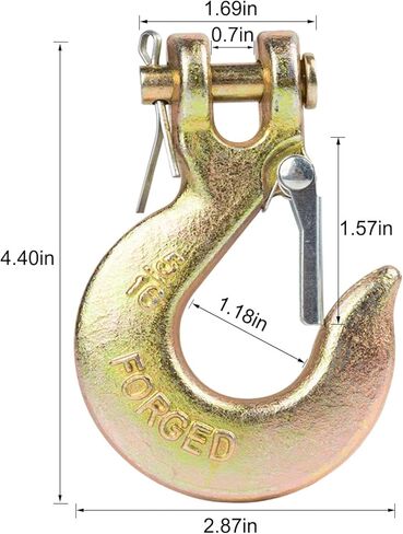 خطاف منزلق G70 Clevis مقاس 5/16 بوصة مع مزلاج أمان، 4 قطع من خطاف شديد التحمل لخطاف سحب سلسلة النقل لشاحنة المقطورة in Kuwait
