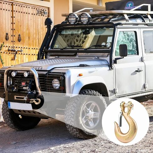 خطاف منزلق G70 Clevis مقاس 5/16 بوصة مع مزلاج أمان، 4 قطع من خطاف شديد التحمل لخطاف سحب سلسلة النقل لشاحنة المقطورة in Kuwait