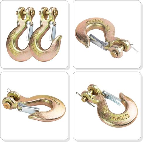 خطاف منزلق G70 Clevis مقاس 5/16 بوصة مع مزلاج أمان، 4 قطع من خطاف شديد التحمل لخطاف سحب سلسلة النقل لشاحنة المقطورة in Kuwait