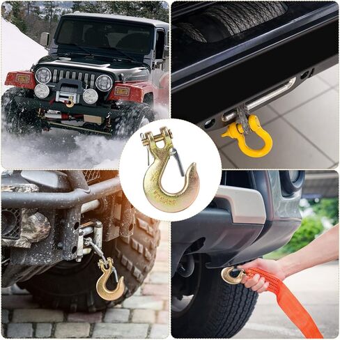 خطاف منزلق G70 Clevis مقاس 5/16 بوصة مع مزلاج أمان، 4 قطع من خطاف شديد التحمل لخطاف سحب سلسلة النقل لشاحنة المقطورة in Kuwait