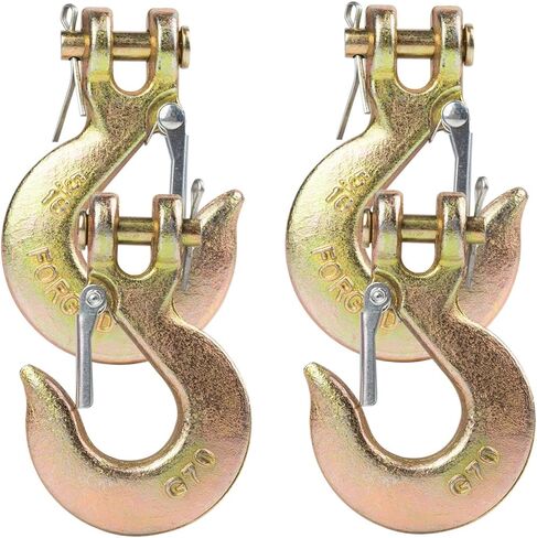 خطاف منزلق G70 Clevis مقاس 5/16 بوصة مع مزلاج أمان، 4 قطع من خطاف شديد التحمل لخطاف سحب سلسلة النقل لشاحنة المقطورة in Kuwait