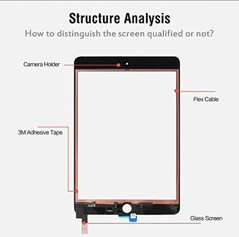 New Screen Replacement For iPad mini 4 7.9 inch A1538 A1550 Digitizer Glass Touch Screen Replacement and Pre-Installed Adhesive with Repair Tools Kit (Without Home Button,Not Include LCD) (Black) in Saudi Arabia