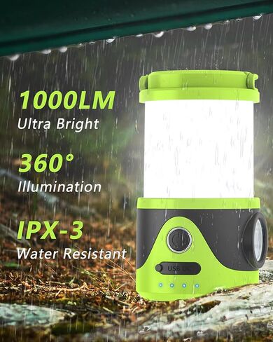 مصباح يدوي Sunoony قابل لإعادة الشحن LED للتخييم، 9 أوضاع إضاءة 3 درجات حرارة لونية 10000 مللي أمبير في الساعة مخرج USB، IPX3 مقاوم للماء، مقبض محمول، ضوء الطوارئ للإعصار، وانقطاع الطاقة، والمنزل، والمشي لمسافات طويلة in Kuwait