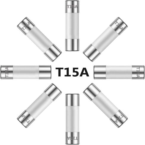 ALLECIN 15A 250V 5x20MM Slow Blow Ceramic Fuses 15 Amp 250 Volt 0.2 x 0.78 Inch Time Delay Tube Fuse T15AL250V (Pack of 10Pcs) in Saudi Arabia