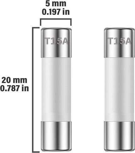 ALLECIN 15A 250V 5x20MM Slow Blow Ceramic Fuses 15 Amp 250 Volt 0.2 x 0.78 Inch Time Delay Tube Fuse T15AL250V (Pack of 10Pcs) in Saudi Arabia