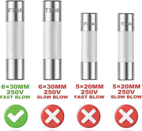 ALLECIN 10A 250V 6x30MM Fast Blow Ceramic Fuses 10 Amp 250 Volt 0.24 x 1.18 Inch Fast-Acting Tube Fuse F10AL250V (Pack of 10Pcs) in Saudi Arabia
