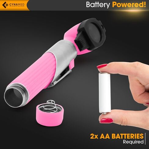 Cynamed Mini Otoscope - Portable Ear Light and Exam Kit for Home and Professional Use - 4X Magnifying Fiber Optic Scope with Spare Tips, Bulb, and Carrying Case (Pink) in Saudi Arabia