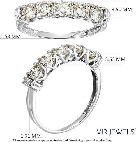 VIR JEWELS 1 cttw to 2 cttw Diamond Wedding Anniversary Band for Women 5 Stone Champagne Diamond Engagement Ring 14K Gold Prong in Saudi Arabia