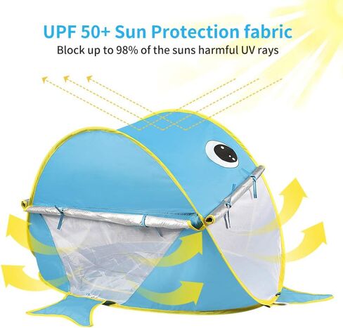 خيمة شاطئ للأطفال من كينبواز مع حمام سباحة، خيمة محمولة للحماية من أشعة الشمس مع عامل حماية من الأشعة فوق البنفسجية 50+ للأطفال الصغار الذين تتراوح أعمارهم بين 3-72 شهرًا (وردي) in Kuwait