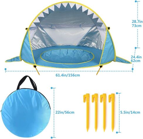 خيمة شاطئ للأطفال من كينبواز مع حمام سباحة، خيمة محمولة للحماية من أشعة الشمس مع عامل حماية من الأشعة فوق البنفسجية 50+ للأطفال الصغار الذين تتراوح أعمارهم بين 3-72 شهرًا (وردي) in Kuwait