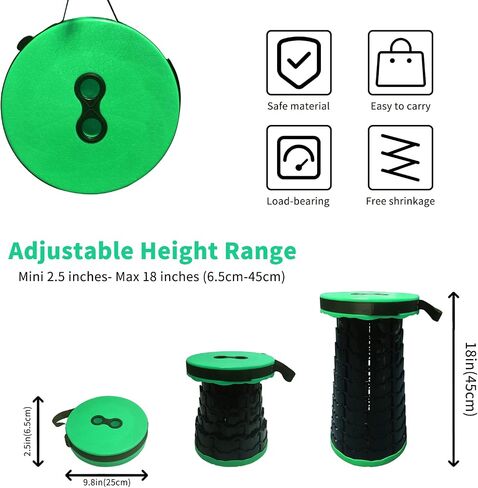 YWIBAHS Retractable Folding Camping Stool, Portable Telescoping Stool Chair Lightweight Collapsible Stool for Camping Fishing Hiking BBQ (Green) in Saudi Arabia