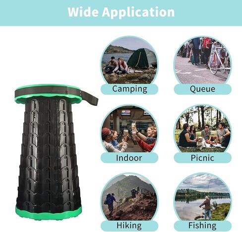 YWIBAHS Retractable Folding Camping Stool, Portable Telescoping Stool Chair Lightweight Collapsible Stool for Camping Fishing Hiking BBQ (Green) in Saudi Arabia