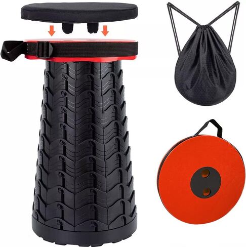 T&G Retractable Lightweight Folding Stool, Portable Collapsible Telescoping Stool for Fishing, Hiking, Camping with Cushion & Nylon Carrying Bag, Heavy-Duty in Saudi Arabia