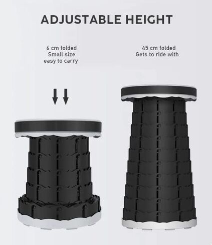 T&G Retractable Lightweight Folding Stool, Portable Collapsible Telescoping Stool for Fishing, Hiking, Camping with Cushion & Nylon Carrying Bag, Heavy-Duty in Saudi Arabia