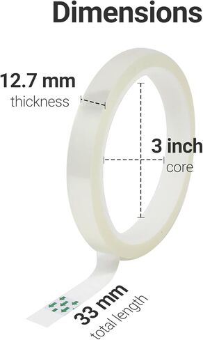 SDN CUSTOM شريط شفاف مقاوم للحرارة للتسامي، شريط حراري 12.7 مم × 33 م، شريط تصعيد لدرجة الحرارة العالية، للضغط الحراري، فينيل نقل الحرارة (10 عبوات) in Kuwait