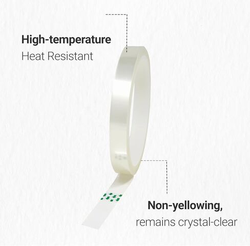 SDN CUSTOM شريط شفاف مقاوم للحرارة للتسامي، شريط حراري 12.7 مم × 33 م، شريط تصعيد لدرجة الحرارة العالية، للضغط الحراري، فينيل نقل الحرارة (10 عبوات) in Kuwait