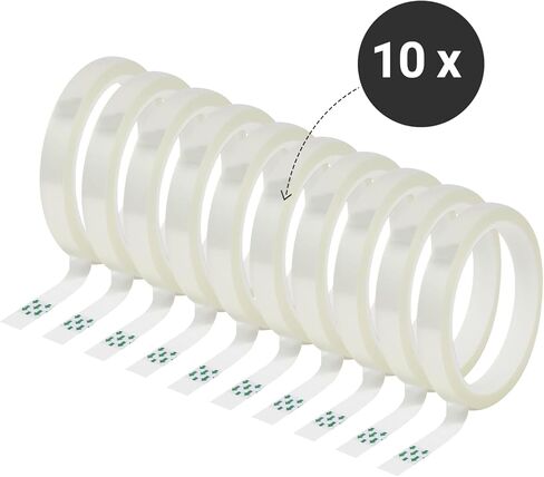 SDN CUSTOM شريط شفاف مقاوم للحرارة للتسامي، شريط حراري 12.7 مم × 33 م، شريط تصعيد لدرجة الحرارة العالية، للضغط الحراري، فينيل نقل الحرارة (10 عبوات) in Kuwait