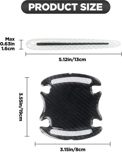 AOCISKA 8 Pieces Universal Car Door Scratch Protector Reflective Stickers,Car Door Handle Sticker 3D Carbon Fiber Anti Scratches Protective Films,Car Outdoor Safety Decoration Reflective Strip in Saudi Arabia