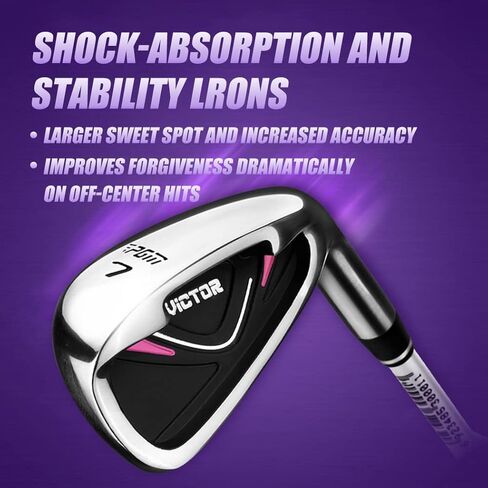 مجموعة مضارب الجولف الكاملة المكونة من 13 قطعة للنساء التي تستخدم اليد اليمنى، تتضمن سائق سبيكة 460 سم مكعب، وغابات الممر، وهجينة، و6-#SW، ومضرب الجولف وحقيبة حامل الجولف in Kuwait