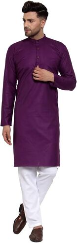 Maple Clothing Solid Color Men's Kurta Pajama Cotton Indian Evening Dress in Kuwait