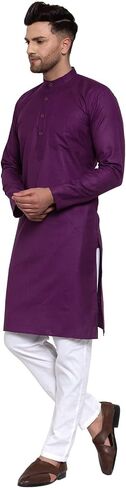 Maple Clothing Solid Color Men's Kurta Pajama Cotton Indian Evening Dress in Kuwait