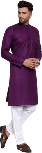 Maple Clothing Solid Color Men's Kurta Pajama Cotton Indian Evening Dress in Kuwait