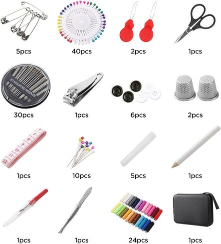 130PCS Sewing Kit Gifts for Adults, Beginners, Travelers, Portable Sewing Supplies Accessories,DIY Sewing Supplies with 24 Colored spools, 30 Needles,Seam Ripper, Scissors, Thimble etc in Saudi Arabia