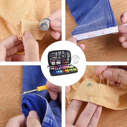 130PCS Sewing Kit Gifts for Adults, Beginners, Travelers, Portable Sewing Supplies Accessories,DIY Sewing Supplies with 24 Colored spools, 30 Needles,Seam Ripper, Scissors, Thimble etc in Saudi Arabia