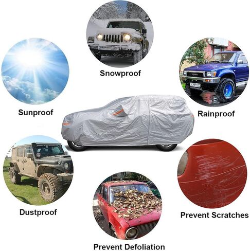 SEAZEN 6 Layers Wrangler Car Cover Waterproof All Weather, Heavy Duty Car Cover for 2 Door Wrangler JK JL, Outdoor UV Wind Protection SUV Cover (Wrangler 2 Door) in Saudi Arabia
