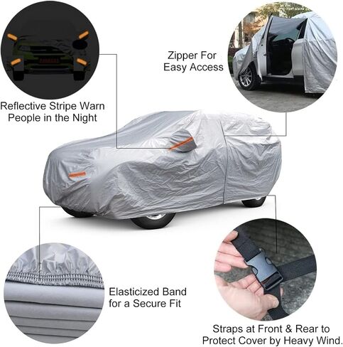 SEAZEN 6 Layers Wrangler Car Cover Waterproof All Weather, Heavy Duty Car Cover for 2 Door Wrangler JK JL, Outdoor UV Wind Protection SUV Cover (Wrangler 2 Door) in Saudi Arabia