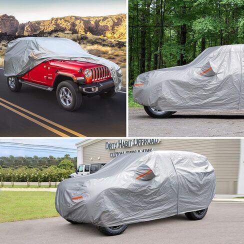 SEAZEN 6 Layers Wrangler Car Cover Waterproof All Weather, Heavy Duty Car Cover for 2 Door Wrangler JK JL, Outdoor UV Wind Protection SUV Cover (Wrangler 2 Door) in Saudi Arabia