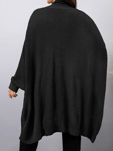 COZYEASE Women's Plus Size Long Sleeve Open Front Cardigan Casual Solid Knee Length Shrug Sweater Tops in Saudi Arabia