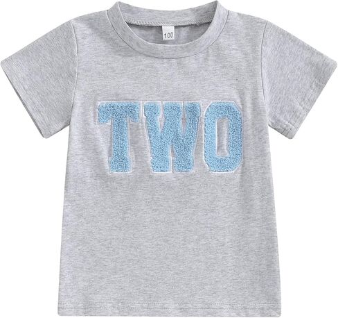 Honganda Toddler Kids Baby Girl Boy Birthday Shirt Number Letters Embroidery Tee Tops Summer T-Shirt Birthday Gift 1-6T in Saudi Arabia