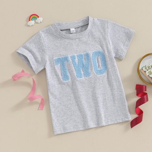 Honganda Toddler Kids Baby Girl Boy Birthday Shirt Number Letters Embroidery Tee Tops Summer T-Shirt Birthday Gift 1-6T in Saudi Arabia