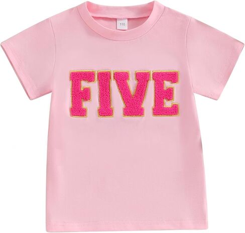 Honganda Toddler Kids Baby Girl Boy Birthday Shirt Number Letters Embroidery Tee Tops Summer T-Shirt Birthday Gift 1-6T in Saudi Arabia