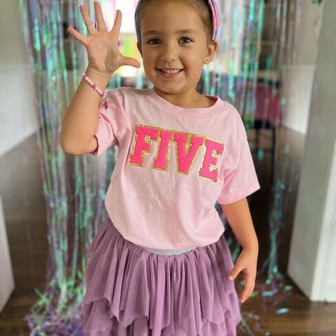 Honganda Toddler Kids Baby Girl Boy Birthday Shirt Number Letters Embroidery Tee Tops Summer T-Shirt Birthday Gift 1-6T in Saudi Arabia