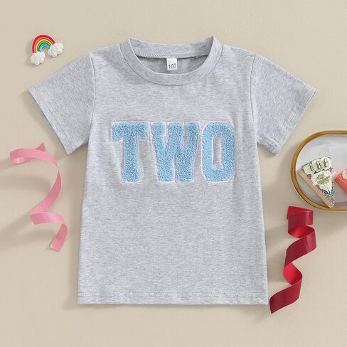 Honganda Toddler Kids Baby Girl Boy Birthday Shirt Number Letters Embroidery Tee Tops Summer T-Shirt Birthday Gift 1-6T in Saudi Arabia