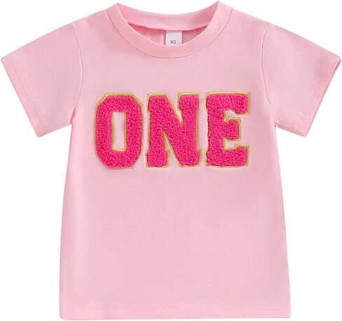 Honganda Toddler Kids Baby Girl Boy Birthday Shirt Number Letters Embroidery Tee Tops Summer T-Shirt Birthday Gift 1-6T in Saudi Arabia