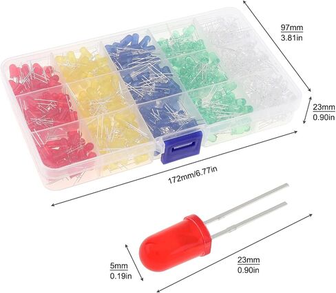 DiGiYes 500Pcs 5mm LED Light Emitting Diode Assortment Kit, LED Diode Lights for DIY PCB Circuit in Saudi Arabia