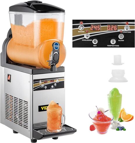 VEVOR Commercial Slushy Machine, 15Lx2/4 Galx2 Food-Grade PC Tank, 1000W 110V, Stainless Steel Margarita Smoothie Frozen Drink Maker, Slushie Machine for Supermarkets Cafes Restaurants Bars Home Use in Saudi Arabia